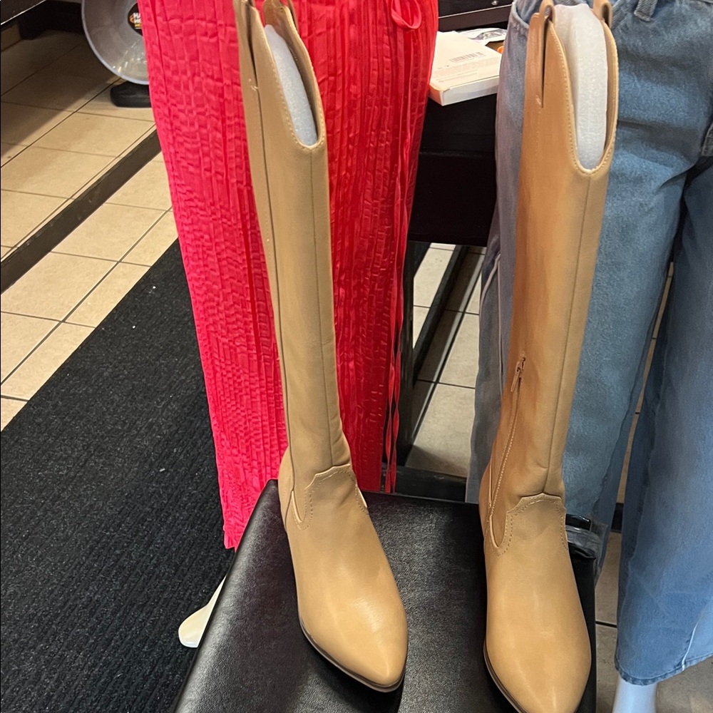 Stylish Tan Over the Knee Boots